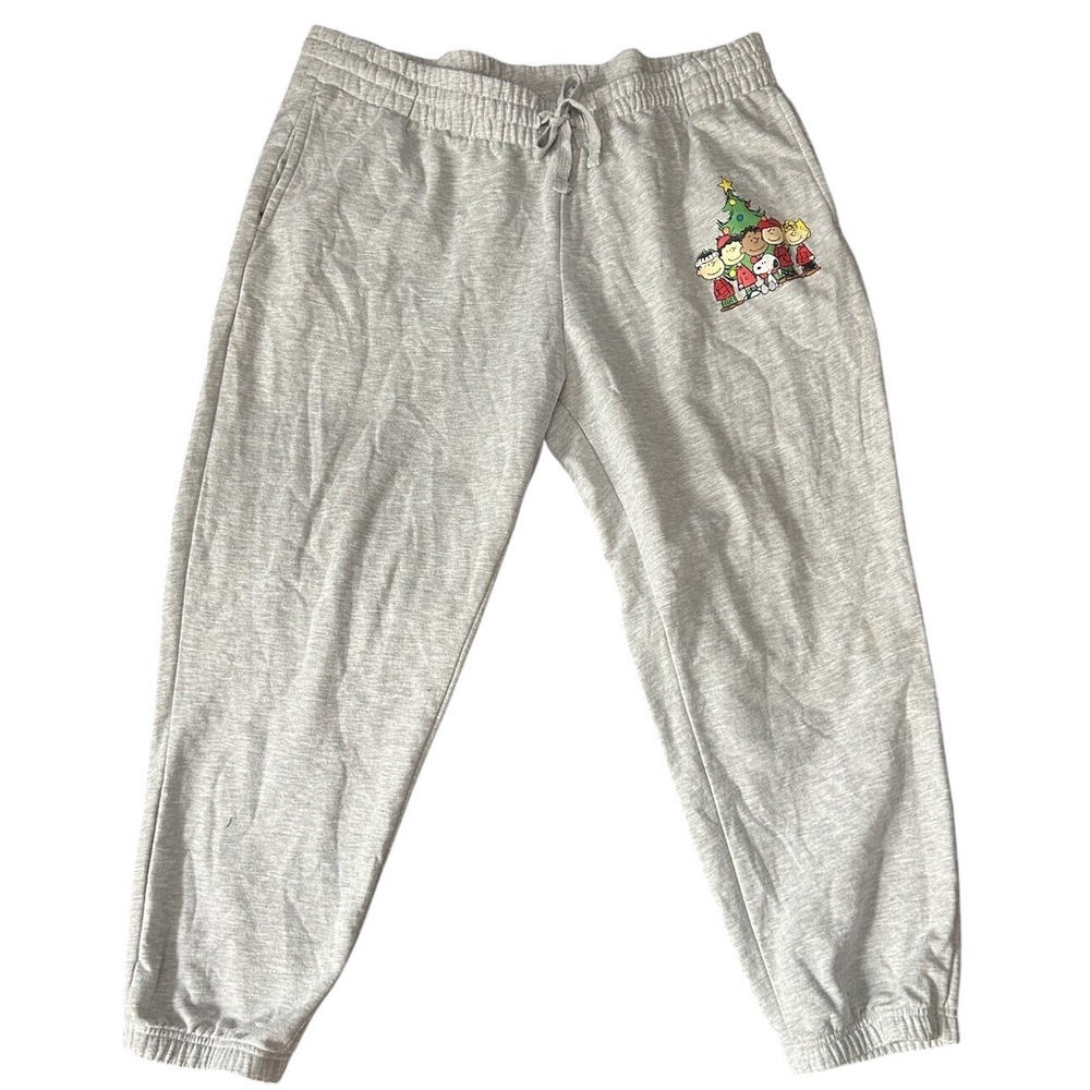 Peanuts Sweatpants Women XXL Gray Excellent Charlie Brown Snoopy Holiday
